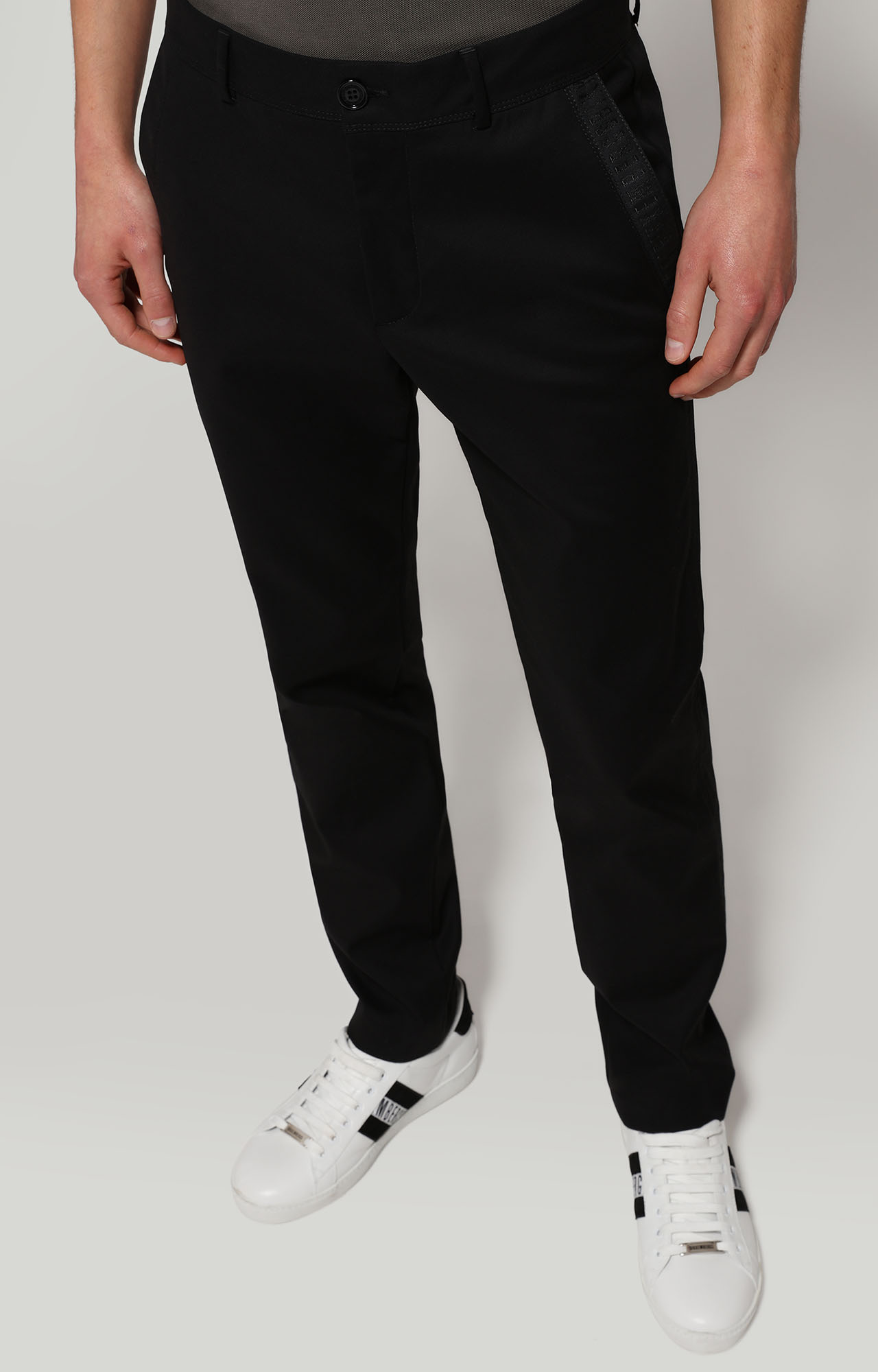 Black Men's pants with intarsia Bikkembergs