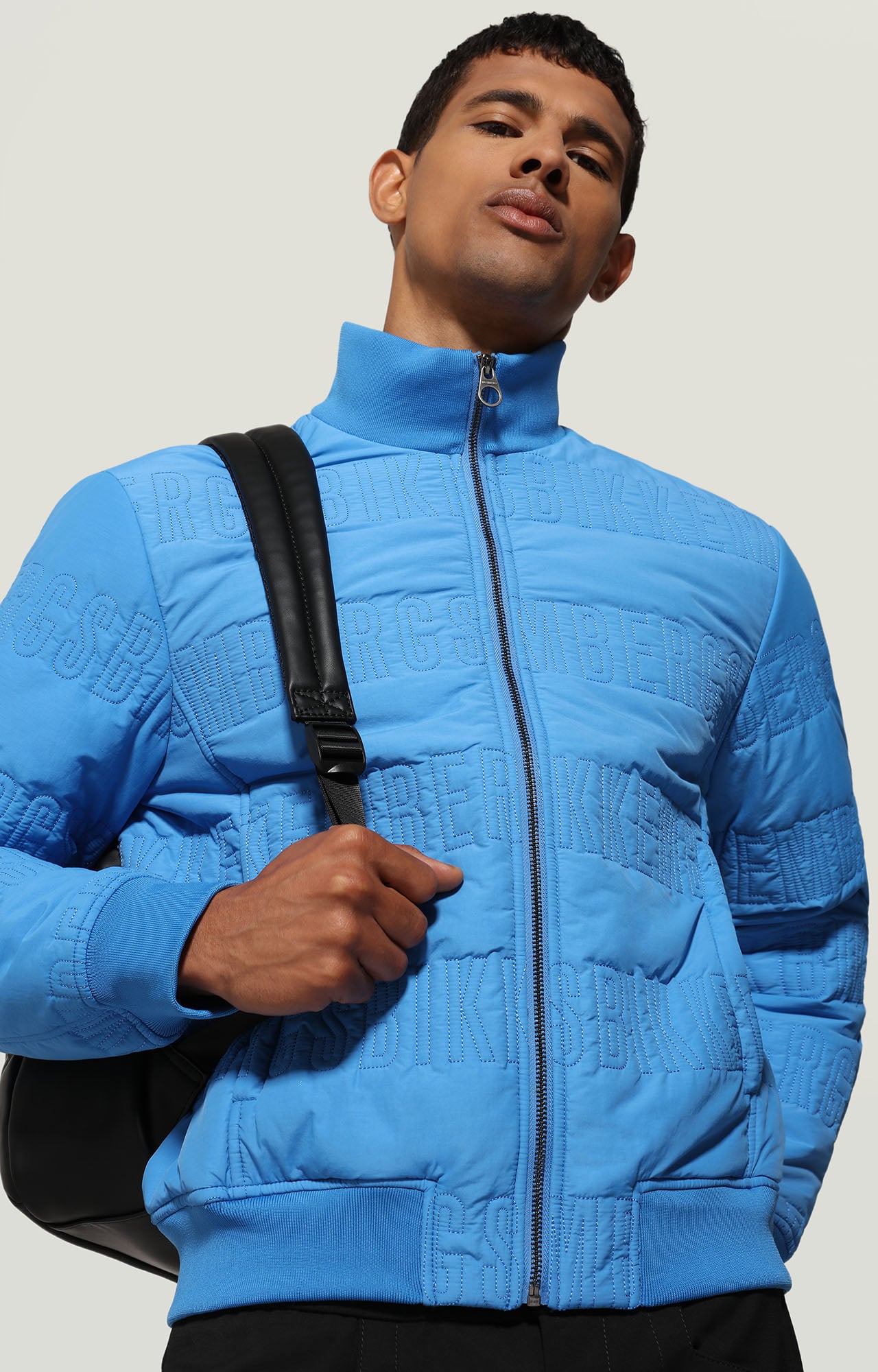 Azure Men's quilted puffer jacket | Bikkembergs
