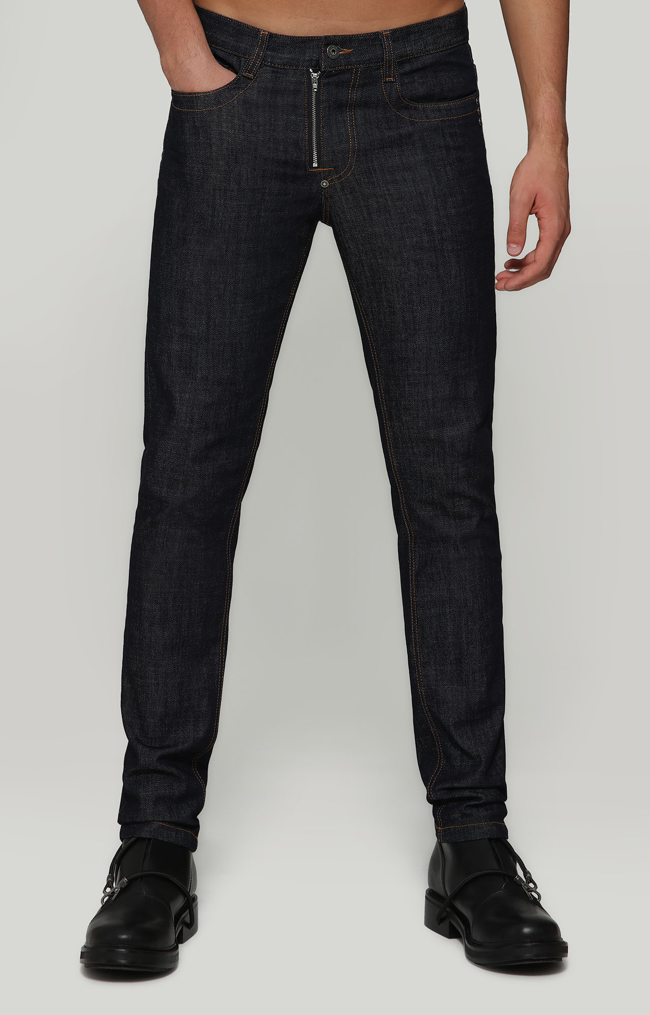 Men's jeans with slim fit and zipper detail | BLUE | Bikkembergs