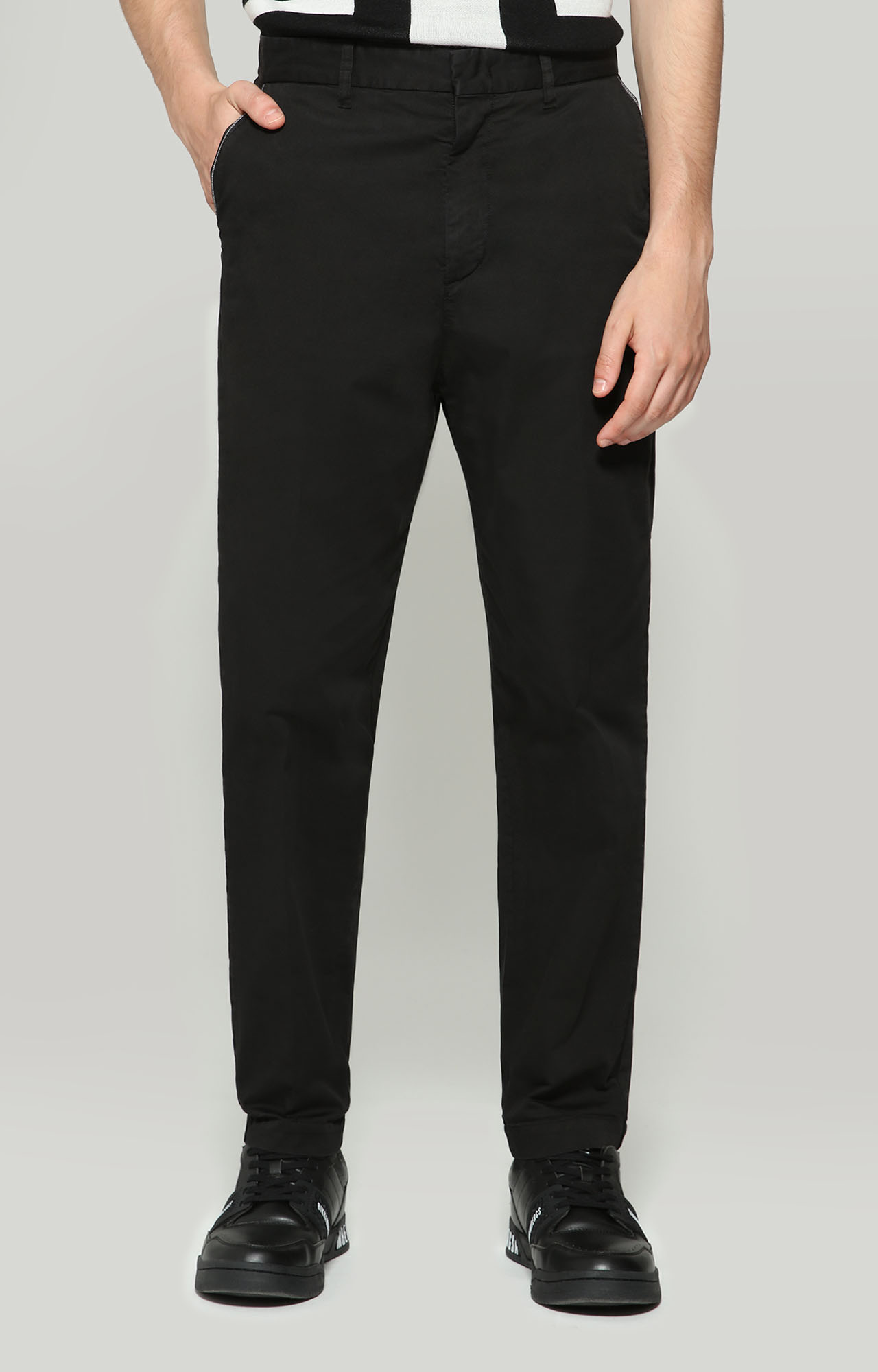 TROUSERS G/D WITH LOGO TAPE, NERO, hi-res-1