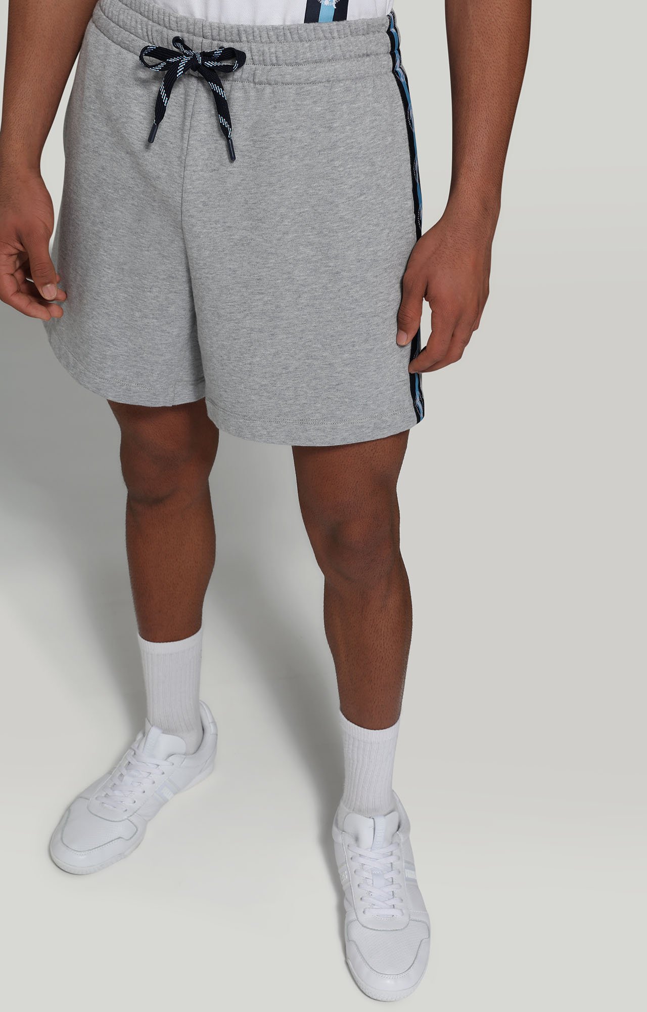 Men's Grey fleece shorts with tape Bikkembergs