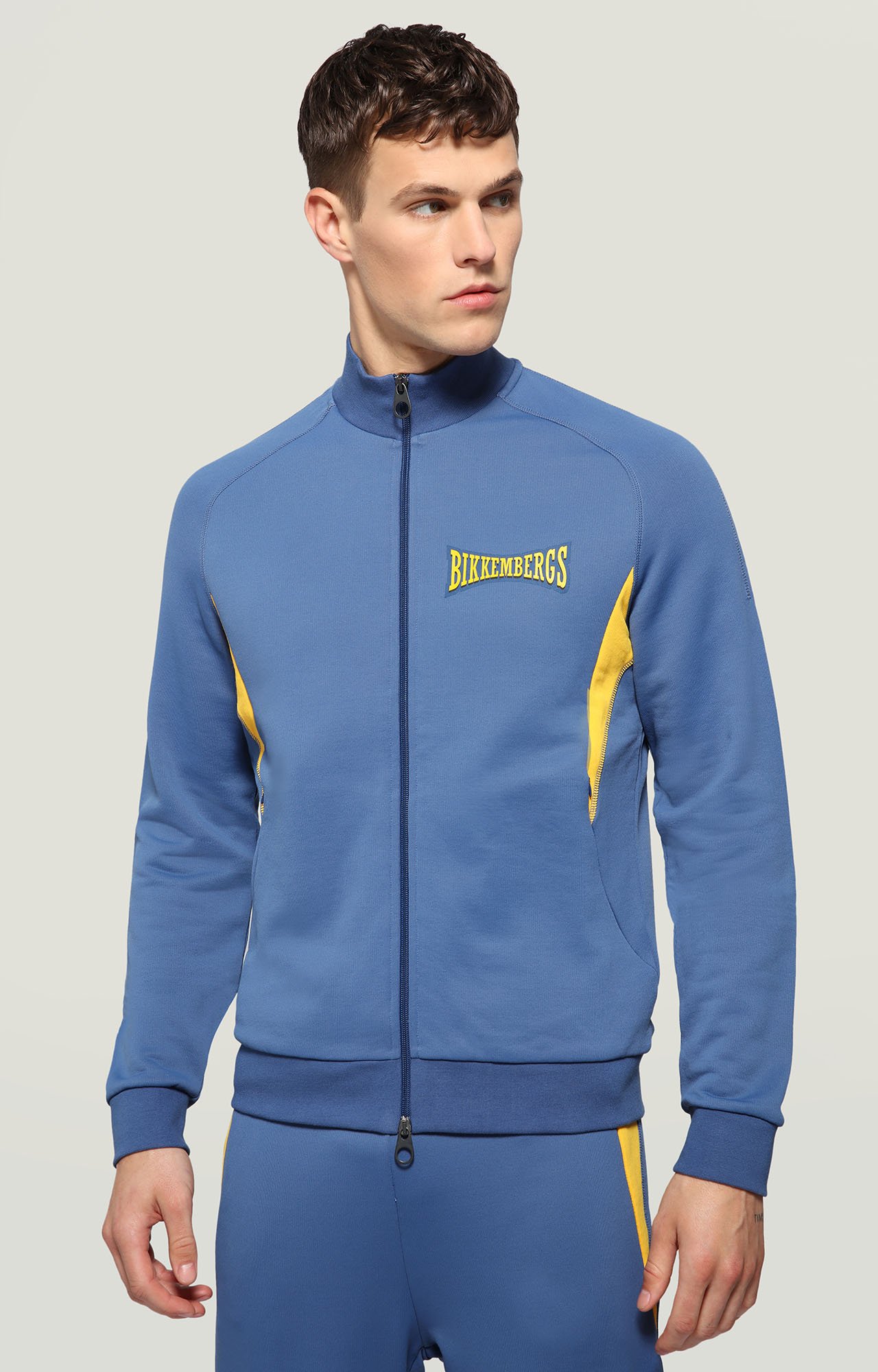 Blue Jacket with inserts and textured logo Bikkembergs